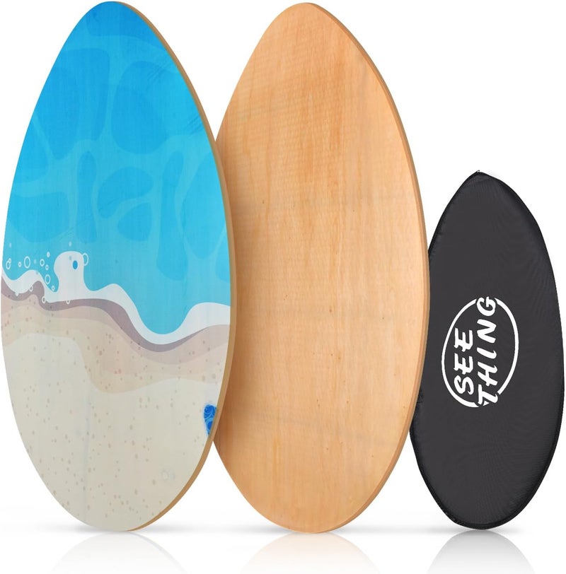 Seething 35 Inch Skimboard with High Gloss Coat Wood Skim Board for Beginners,Kids, Teenagers, Adults and All Skimming - Image 1